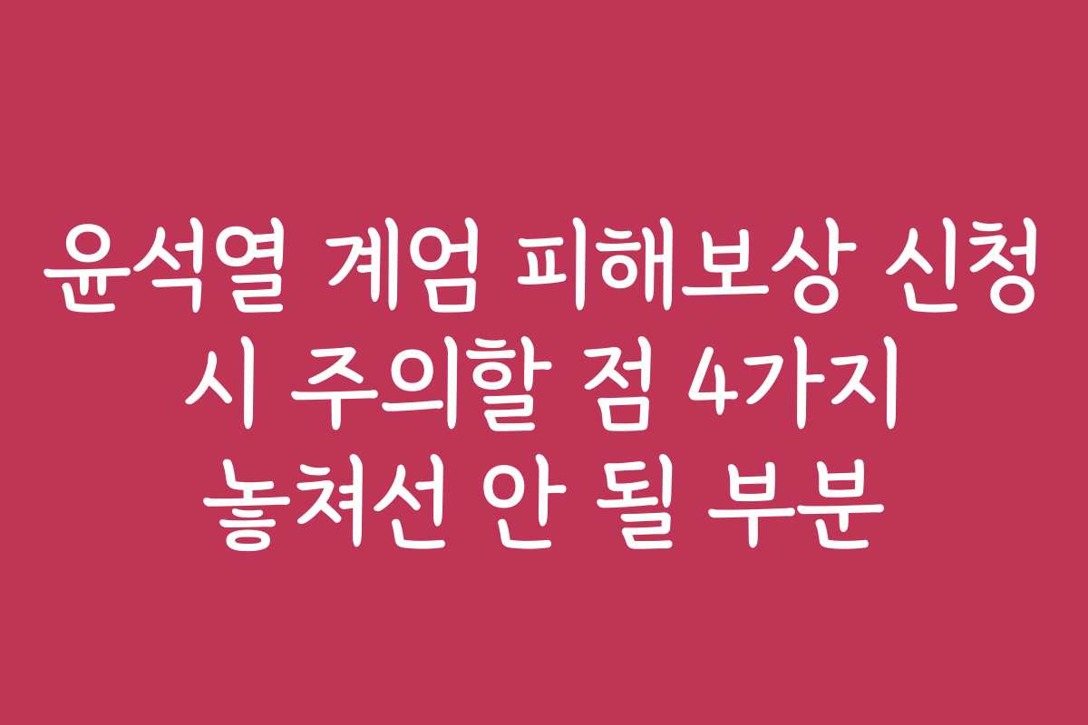 윤석열 계엄 피해보상 신청 시 주의할 점 4가지 놓쳐선 안 될 부분