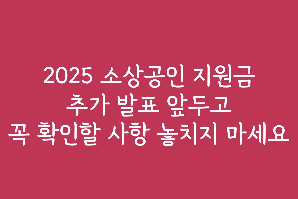 2025 소상공인 지원금 추가 발표 앞두고 꼭 확인할 사항 놓치지 마세요