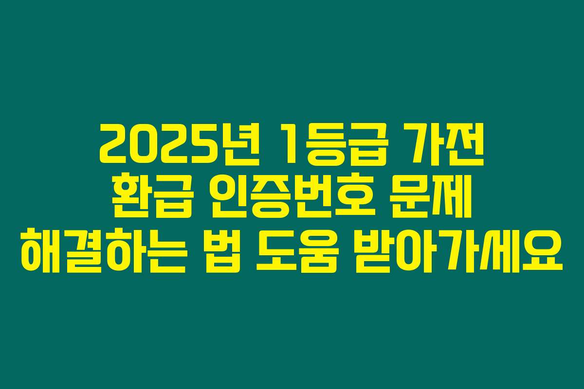 2025년 1등급 가전 환급 인증번호 문제 해결하는 법 도움 받아가세요