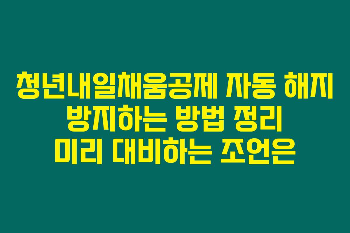 청년내일채움공제 자동 해지 방지하는 방법 정리 미리 대비하는 조언은