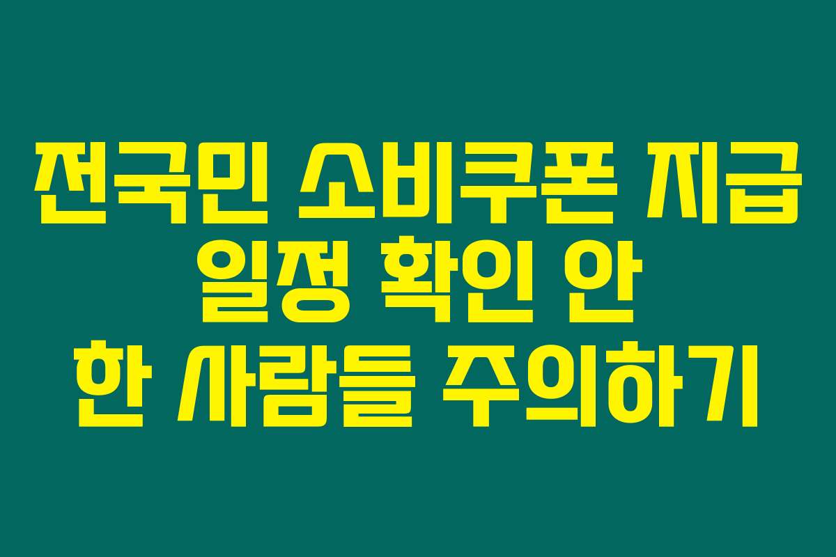 전국민 소비쿠폰 지급 일정 확인 안 한 사람들 주의하기