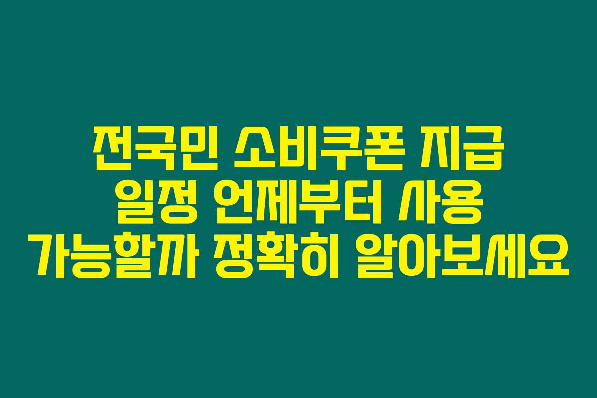 전국민 소비쿠폰 지급 일정 언제부터 사용 가능할까 정확히 알아보세요