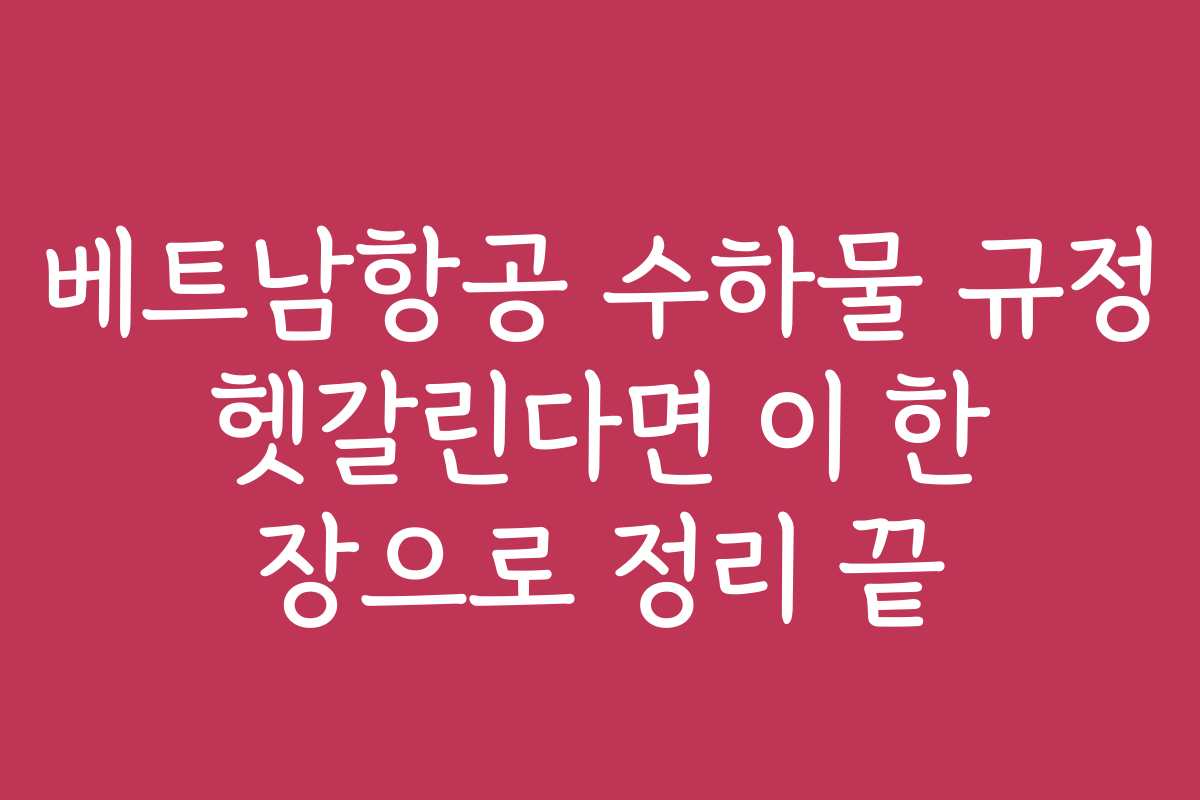 베트남항공 수하물 규정 헷갈린다면 이 한 장으로 정리 끝