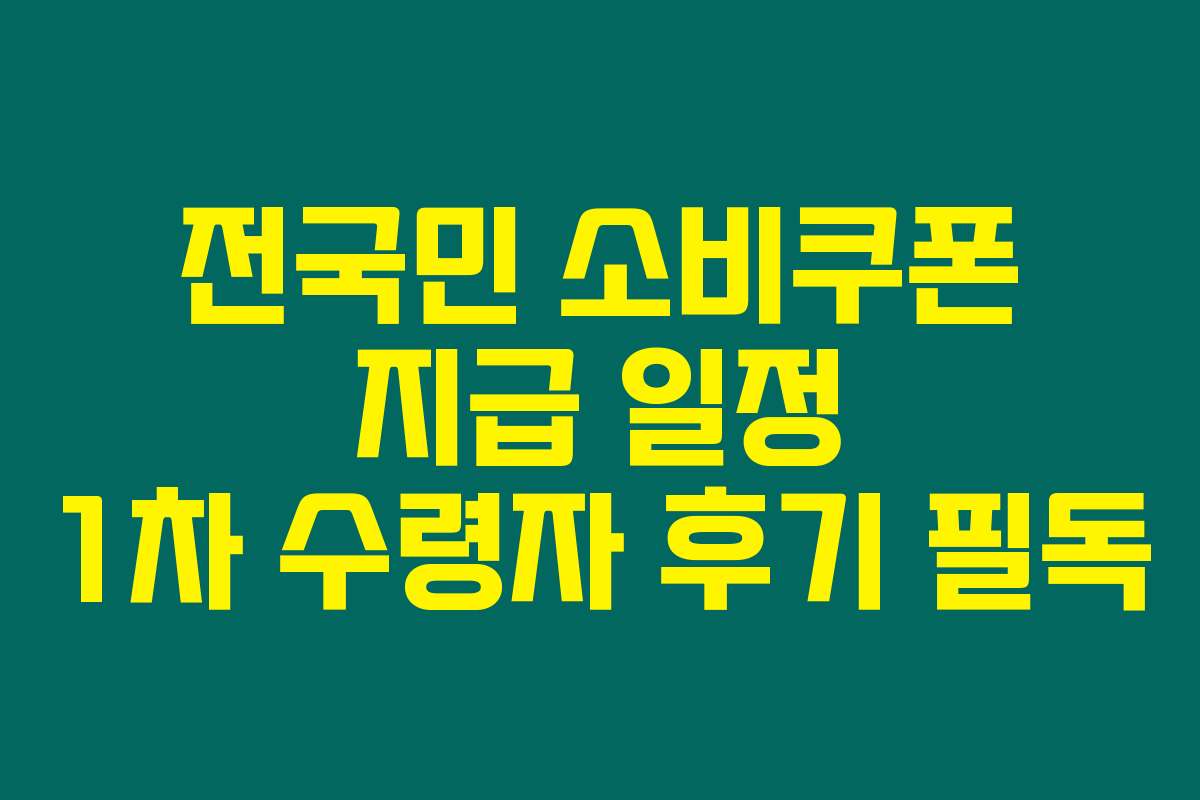 전국민 소비쿠폰 지급 일정 1차 수령자 후기 필독