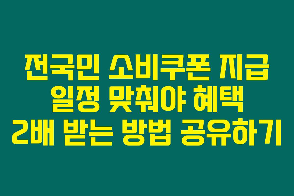 전국민 소비쿠폰 지급 일정 맞춰야 혜택 2배 받는 방법 공유하기