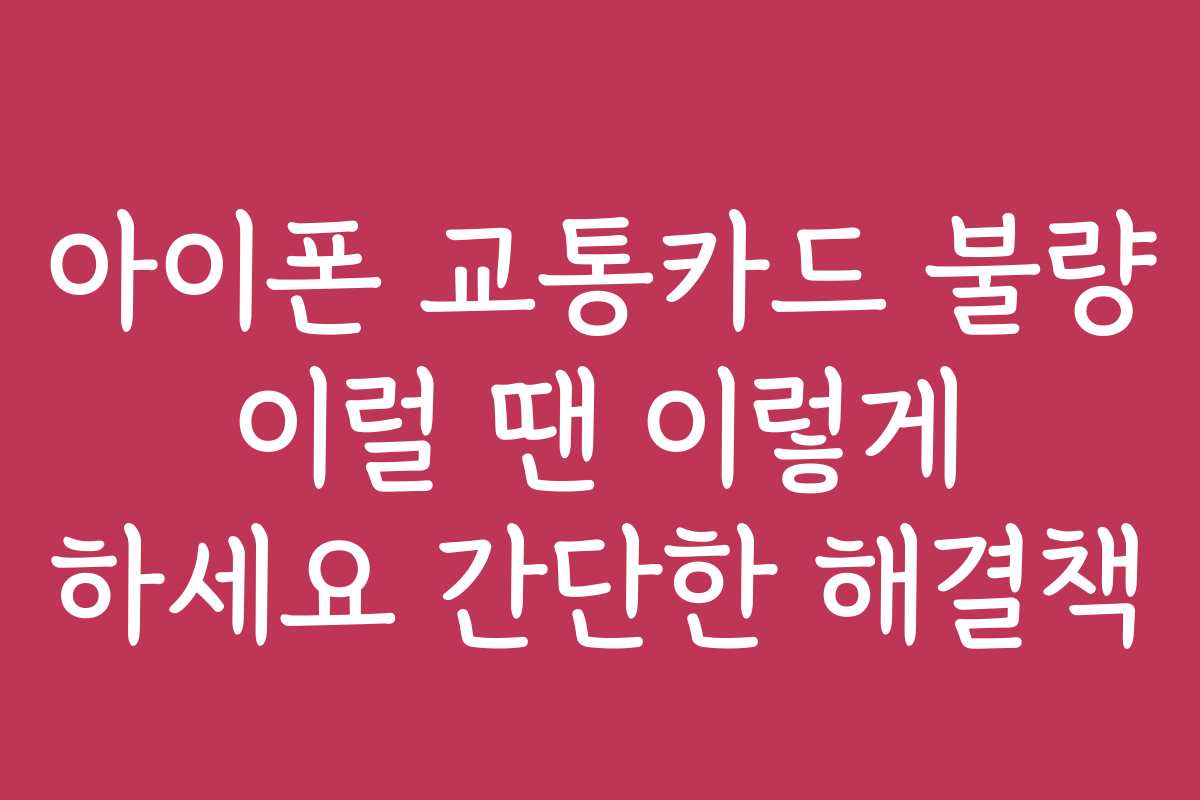 아이폰 교통카드 불량 이럴 땐 이렇게 하세요 간단한 해결책