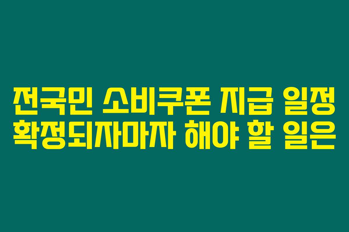 전국민 소비쿠폰 지급 일정 확정되자마자 해야 할 일은