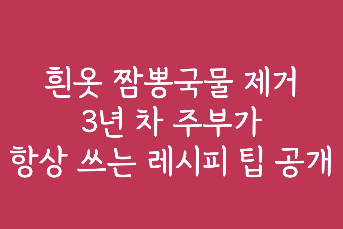 흰옷 짬뽕국물 제거 3년 차 주부가 항상 쓰는 레시피 팁 공개
