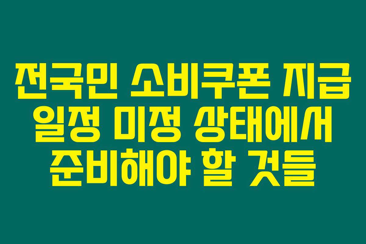 전국민 소비쿠폰 지급 일정 미정 상태에서 준비해야 할 것들
