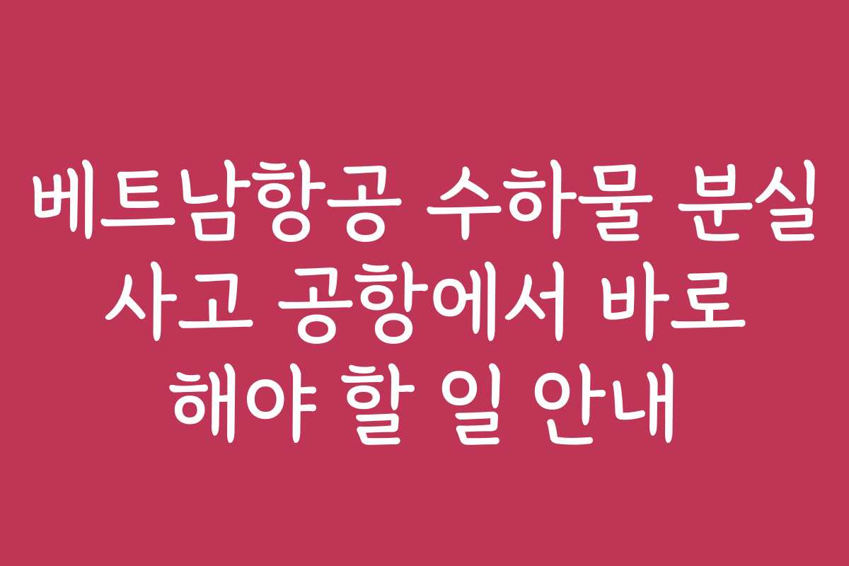 베트남항공 수하물 분실 사고 공항에서 바로 해야 할 일 안내