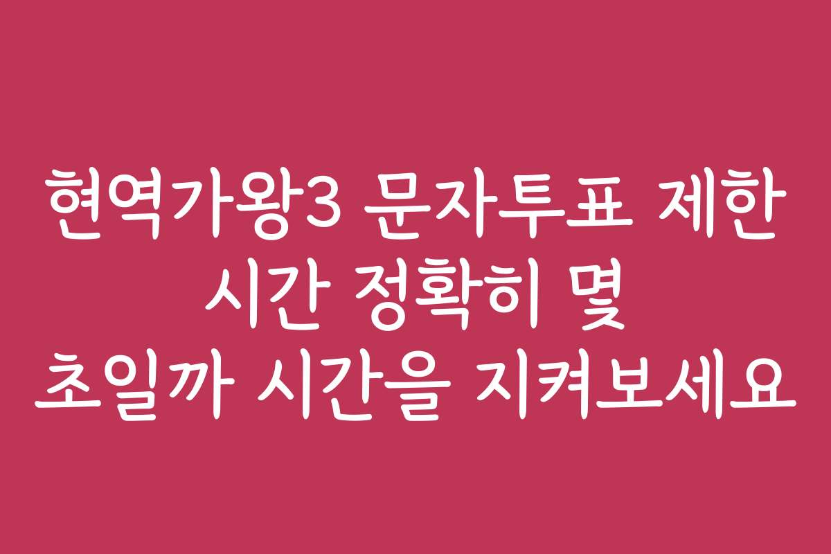 현역가왕3 문자투표 제한 시간 정확히 몇 초일까 시간을 지켜보세요