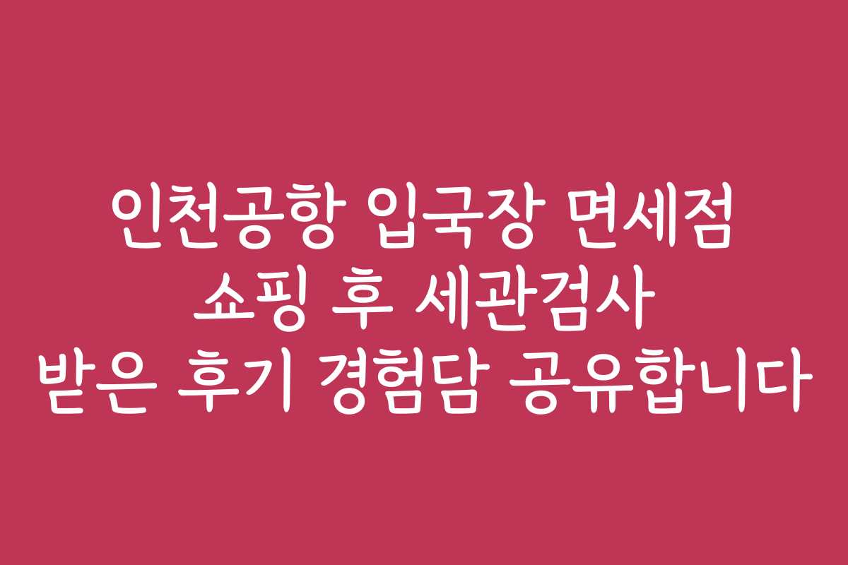 인천공항 입국장 면세점 쇼핑 후 세관검사 받은 후기 경험담 공유합니다