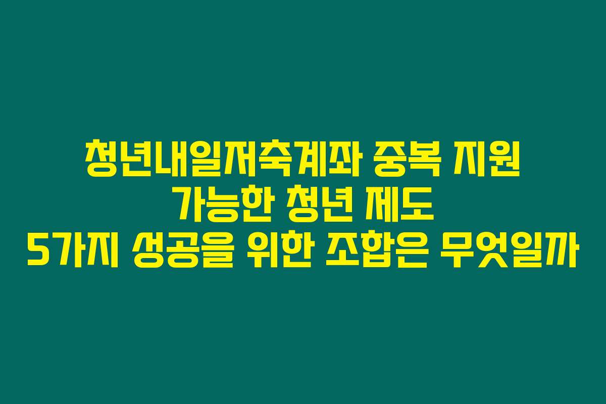 청년내일저축계좌 중복 지원 가능한 청년 제도 5가지 성공을 위한 조합은 무엇일까