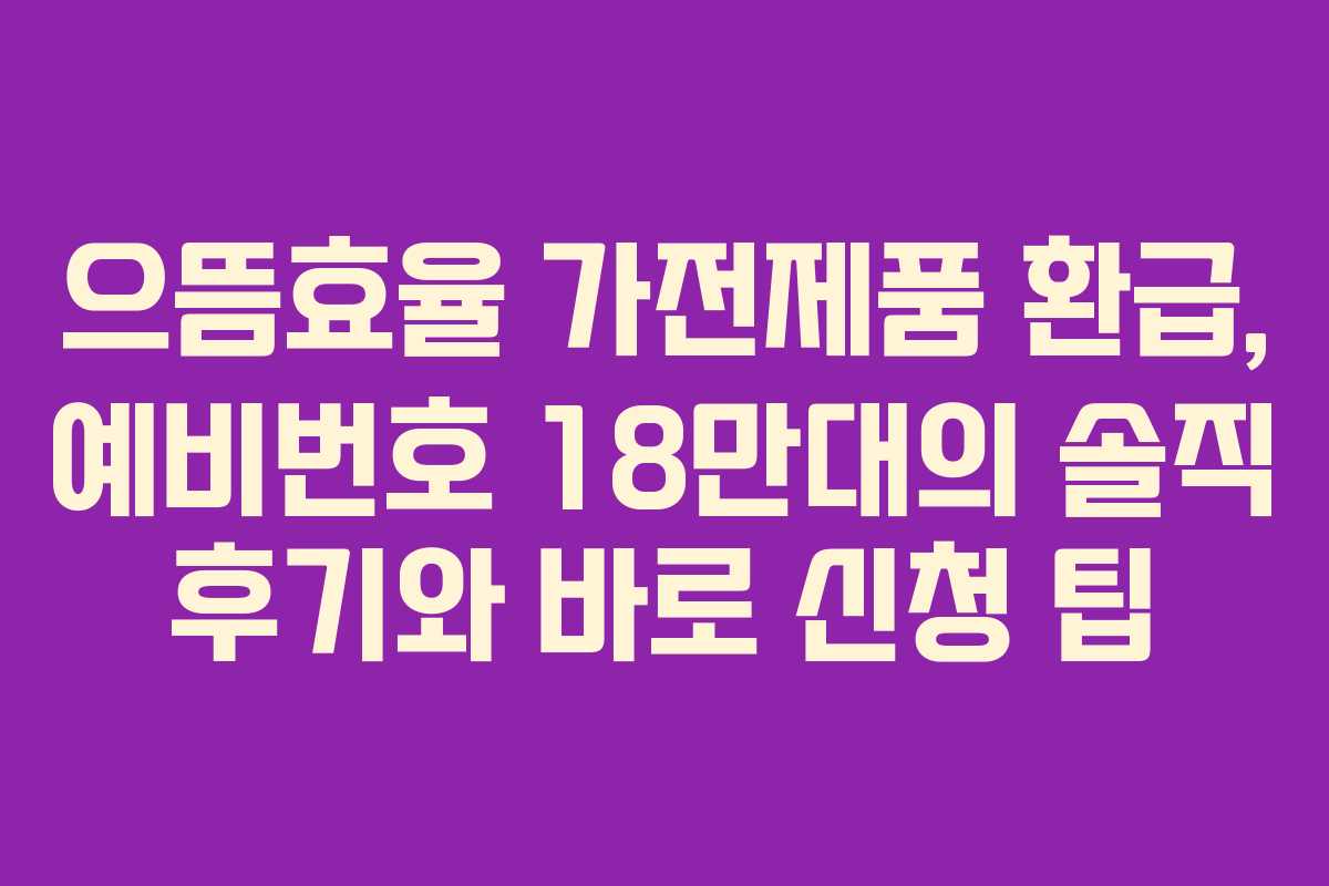 으뜸효율 가전제품 환급, 예비번호 18만대의 솔직 후기와 바로 신청 팁