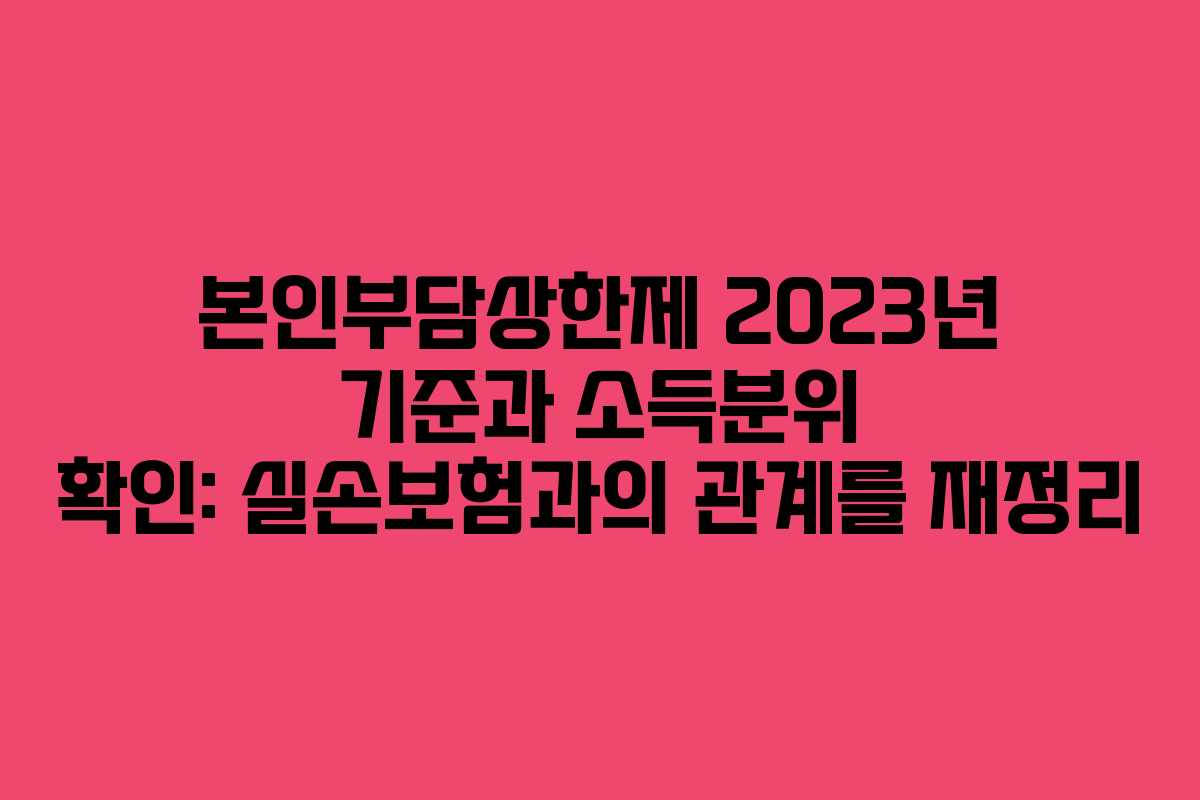 본인부담상한제 2023년 기준과 소득분위 확인: 실손보험과의 관계를 재정리