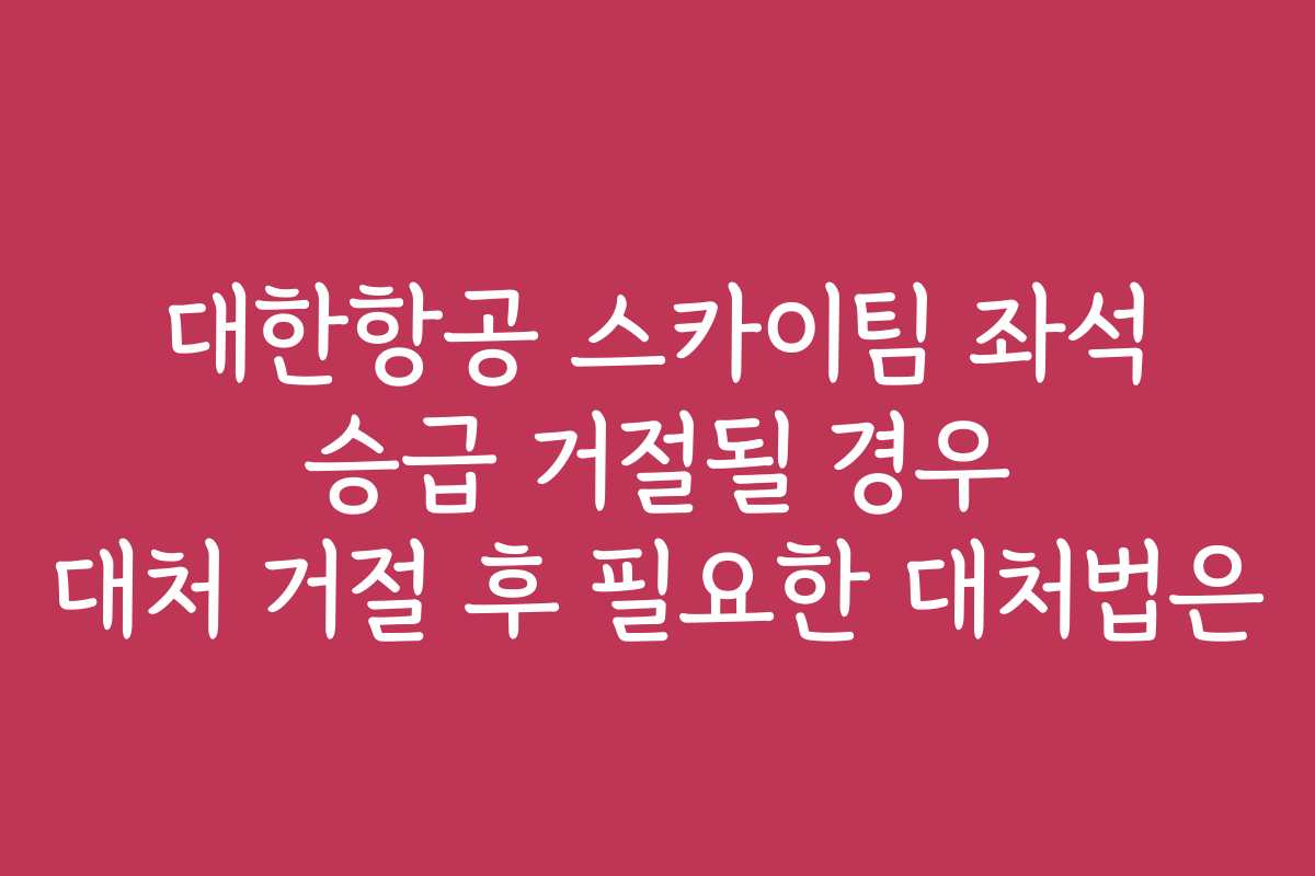 대한항공 스카이팀 좌석 승급 거절될 경우 대처 거절 후 필요한 대처법은