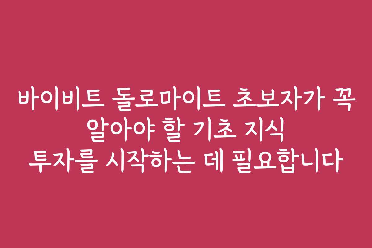 바이비트 돌로마이트 초보자가 꼭 알아야 할 기초 지식 투자를 시작하는 데 필요합니다