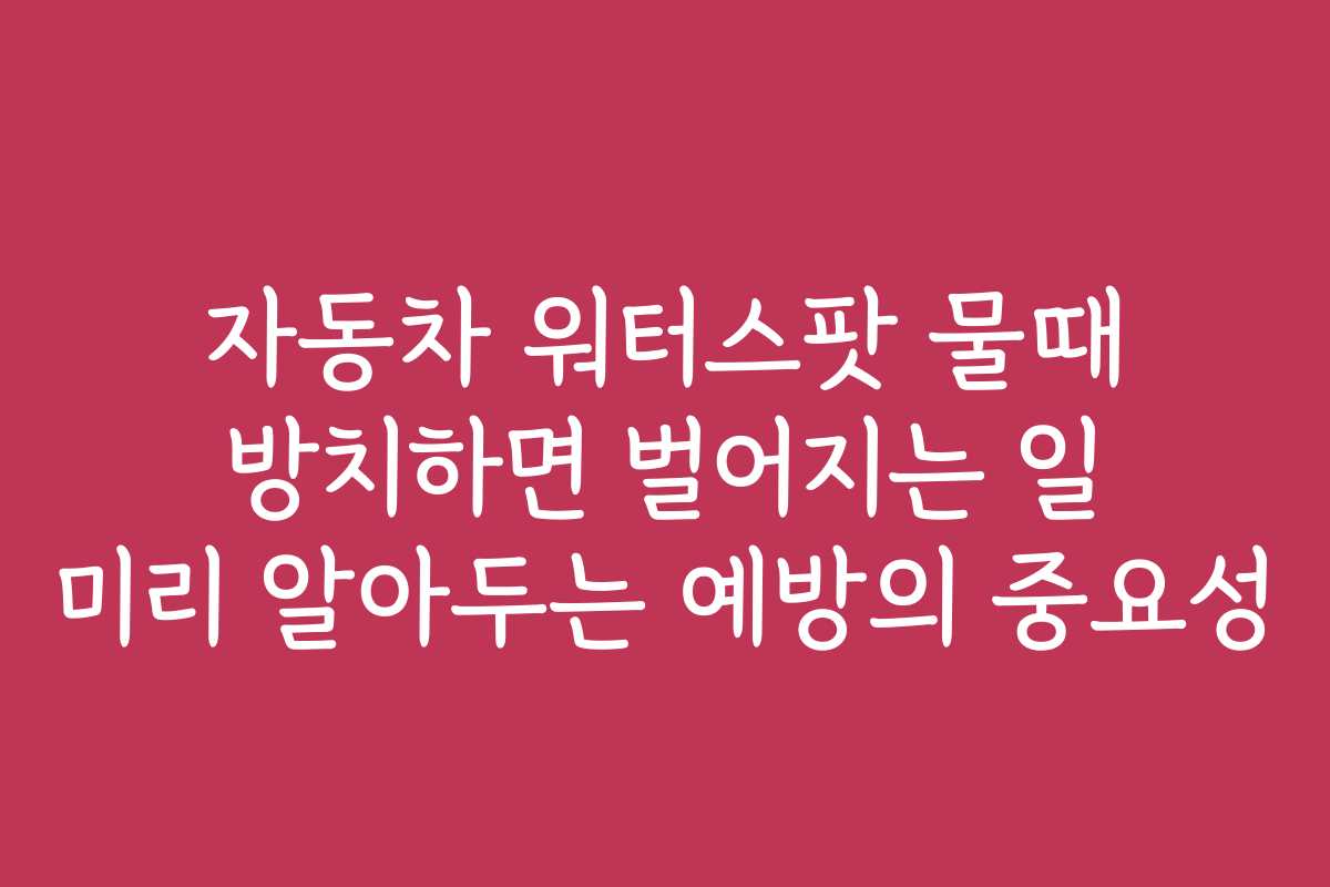 자동차 워터스팟 물때 방치하면 벌어지는 일 미리 알아두는 예방의 중요성