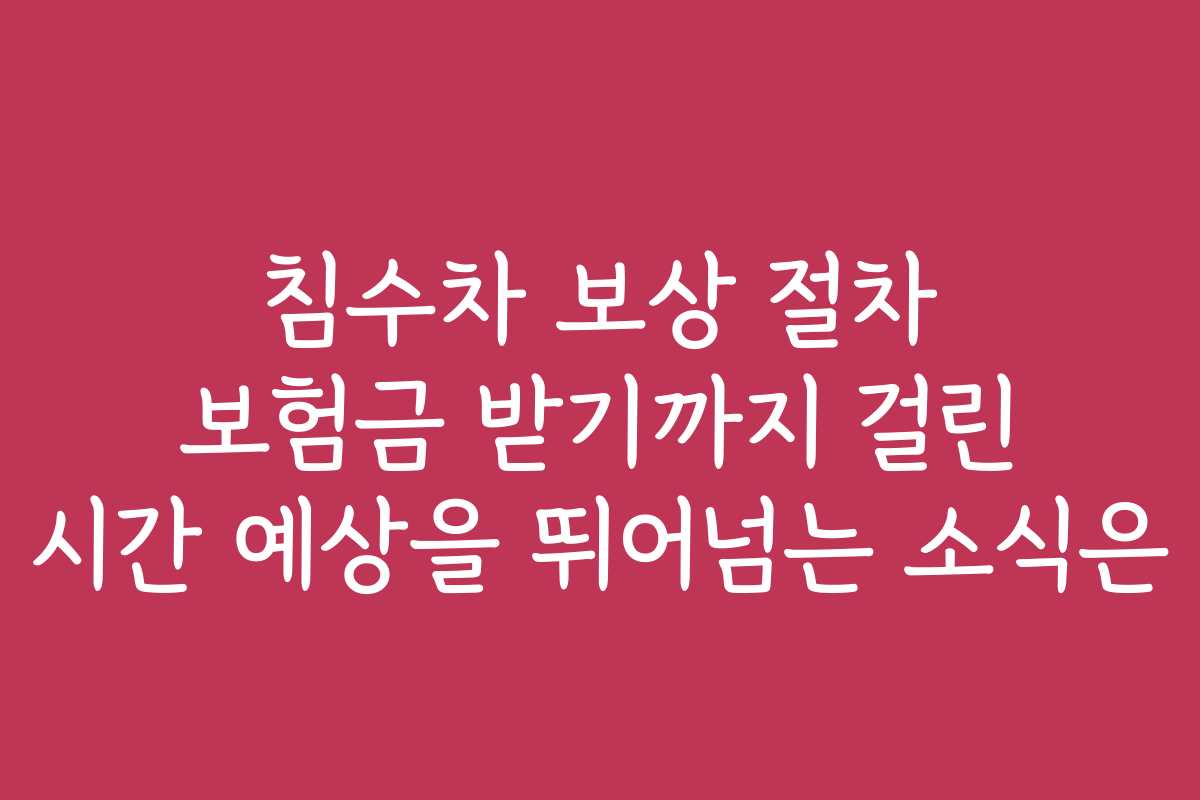침수차 보상 절차 보험금 받기까지 걸린 시간 예상을 뛰어넘는 소식은