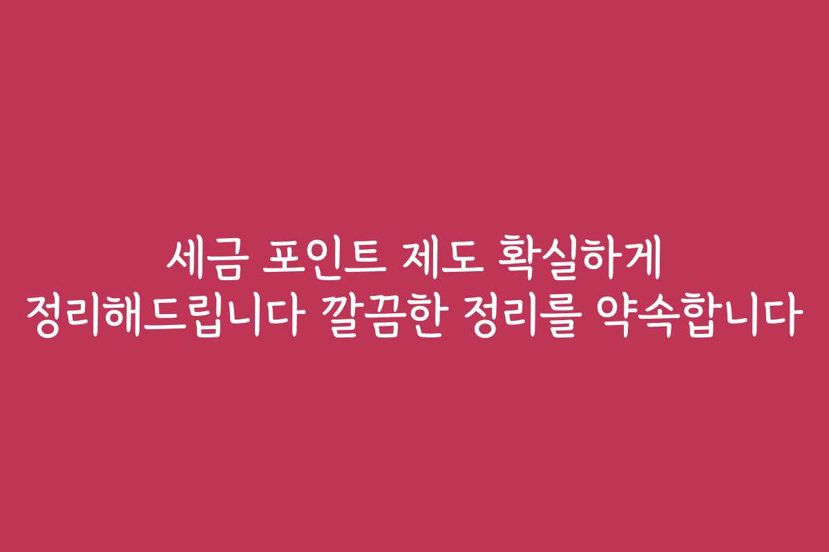 세금 포인트 제도 확실하게 정리해드립니다 깔끔한 정리를 약속합니다