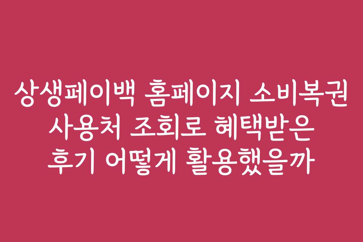 상생페이백 홈페이지 소비복권 사용처 조회로 혜택받은 후기 어떻게 활용했을까