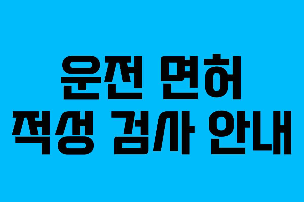 운전 면허 적성 검사 안내
