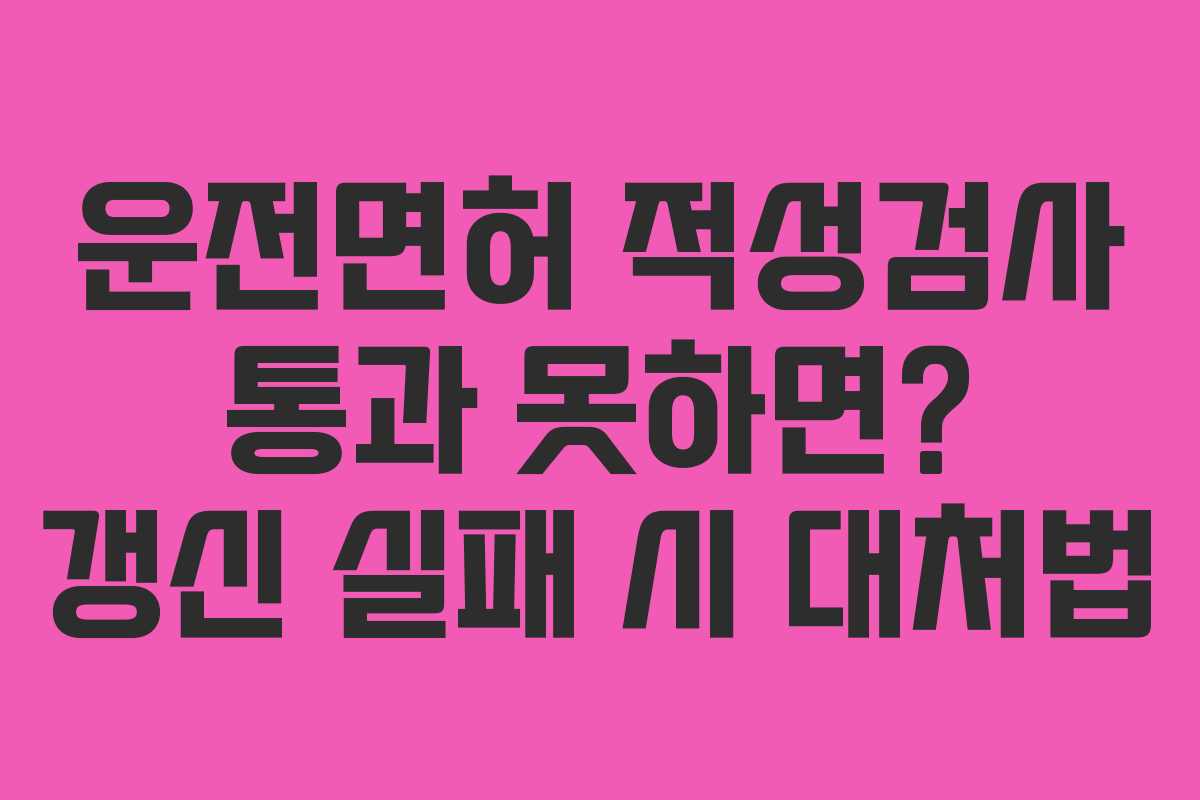 운전면허 적성검사 통과 못하면? 갱신 실패 시 대처법