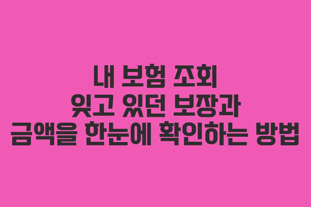 내 보험 조회 잊고 있던 보장과 금액을 한눈에 확인하는 방법