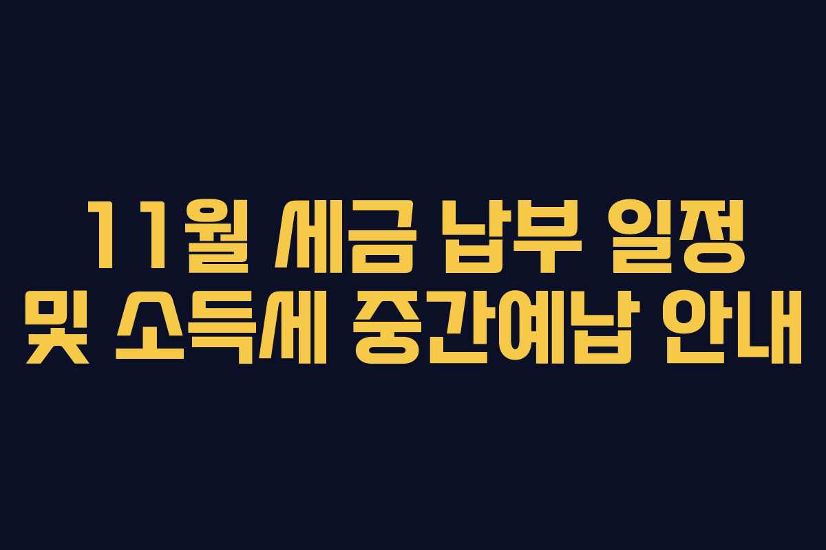 11월 세금 납부 일정 및 소득세 중간예납 안내