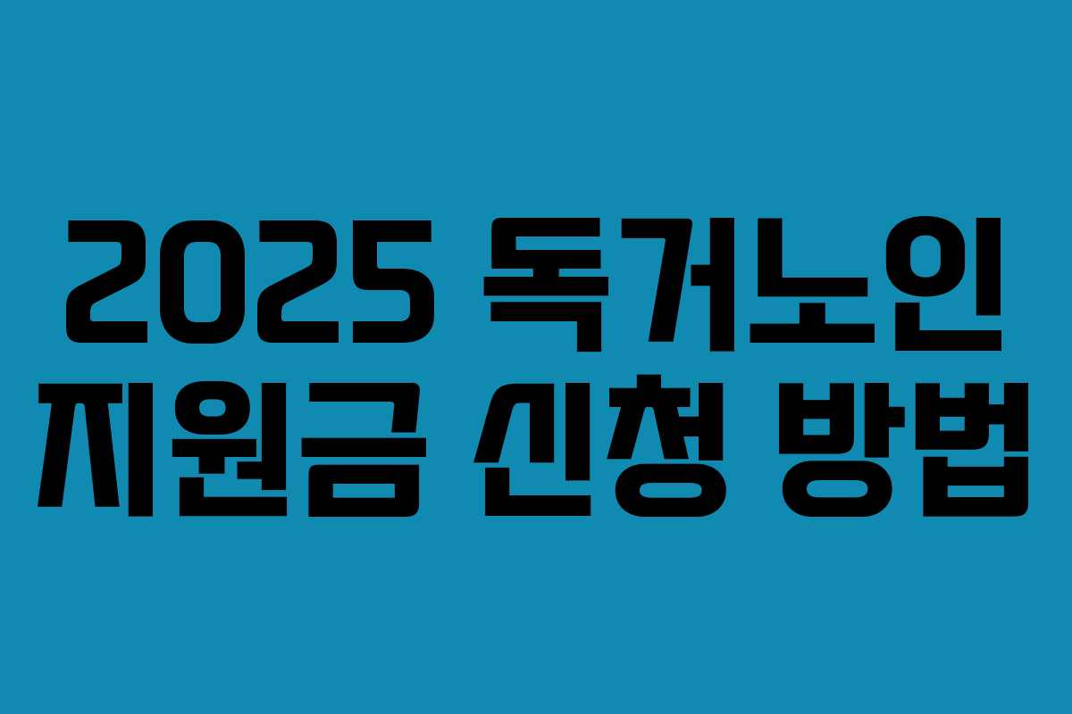 2025 독거노인 지원금 신청 방법