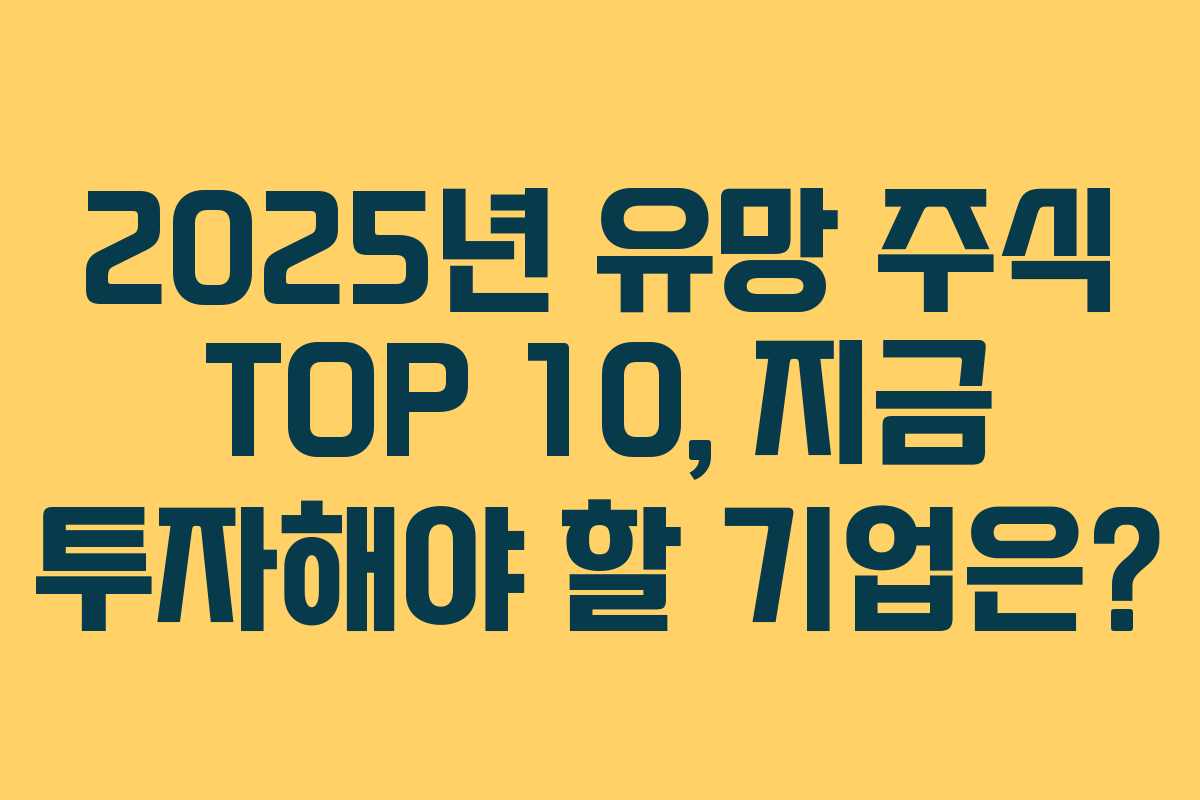 2025년 유망 주식 TOP 10, 지금 투자해야 할 기업은?