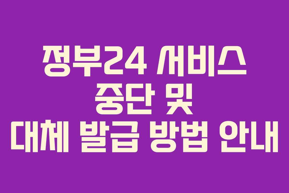 정부24 서비스 중단 및 대체 발급 방법 안내