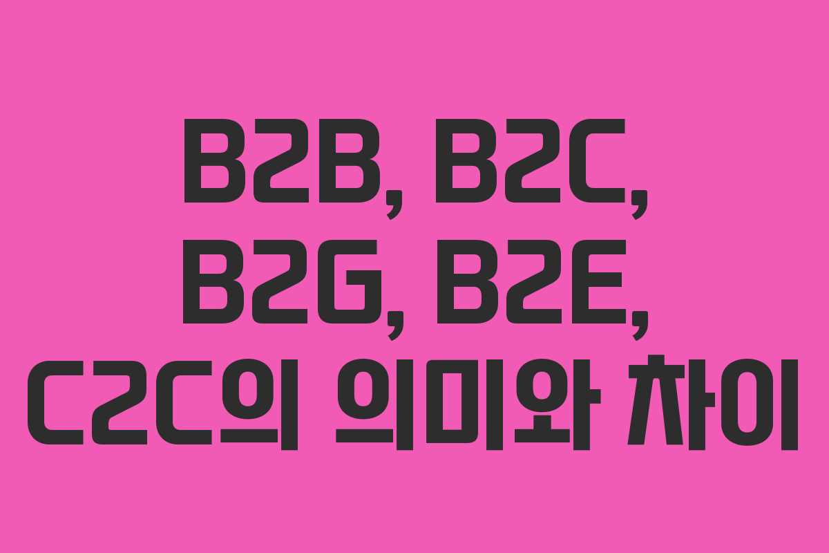 B2B, B2C, B2G, B2E, C2C의 의미와 차이