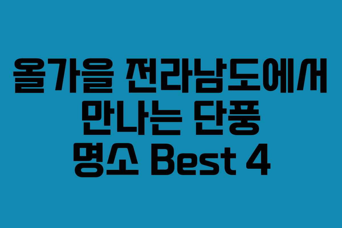 올가을 전라남도에서 만나는 단풍 명소 Best 4
