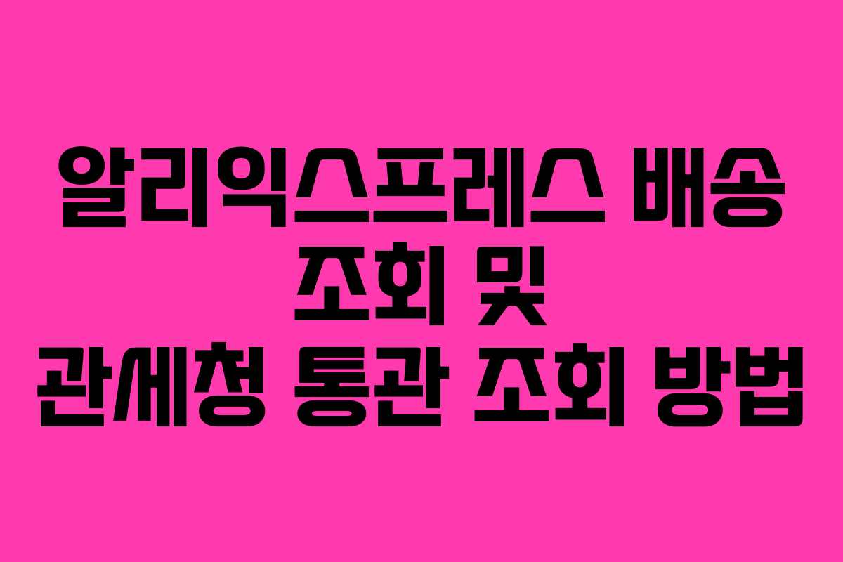 알리익스프레스 배송 조회 및 관세청 통관 조회 방법