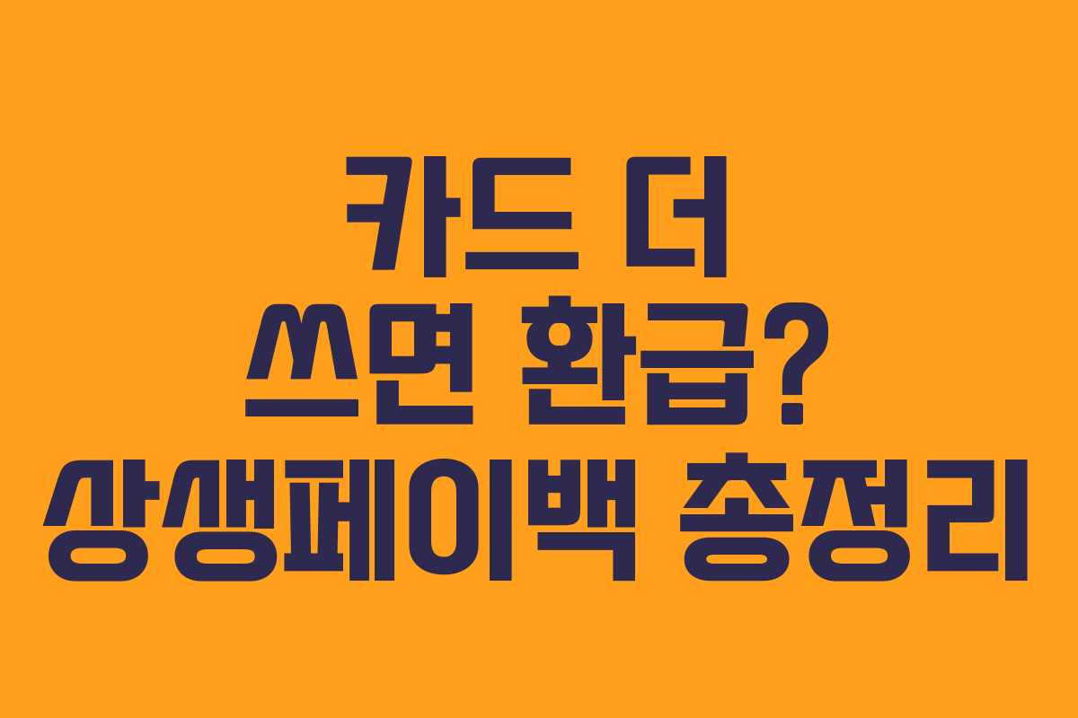 카드 더 쓰면 환급? 상생페이백 총정리