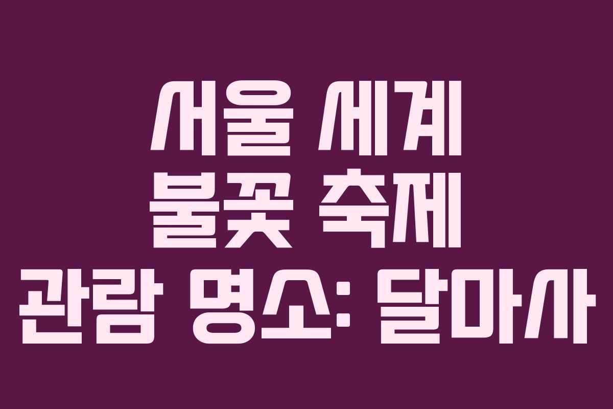 서울 세계 불꽃 축제 관람 명소: 달마사
