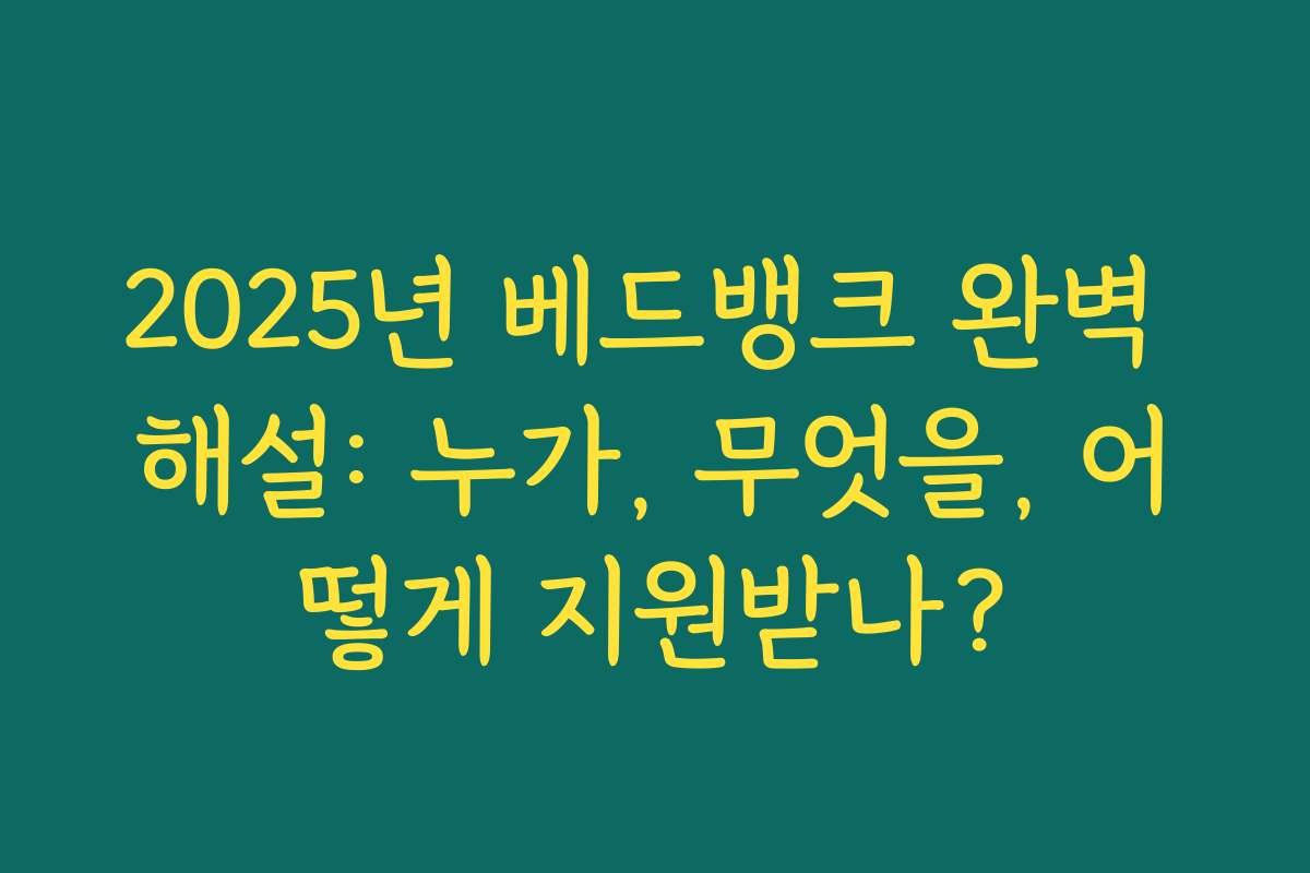 2025년 베드뱅크 완벽 해설: 누가, 무엇을, 어떻게 지원받나?