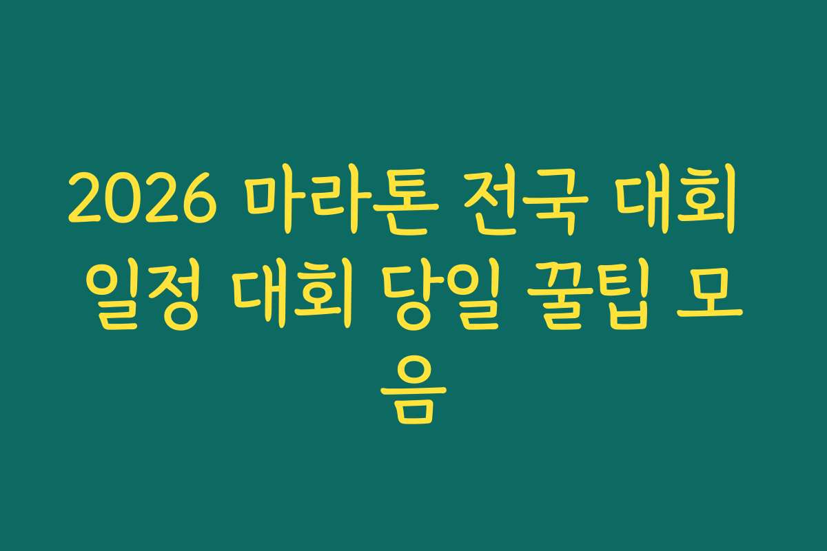 2026 마라톤 전국 대회 일정 대회 당일 꿀팁 모음