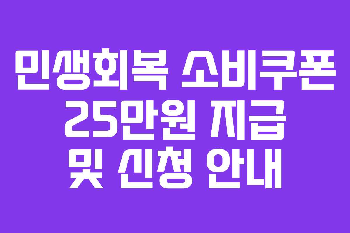 민생회복 소비쿠폰 25만원 지급 및 신청 안내 민생회복 소비쿠폰 25만원 지급 및 신청 안내