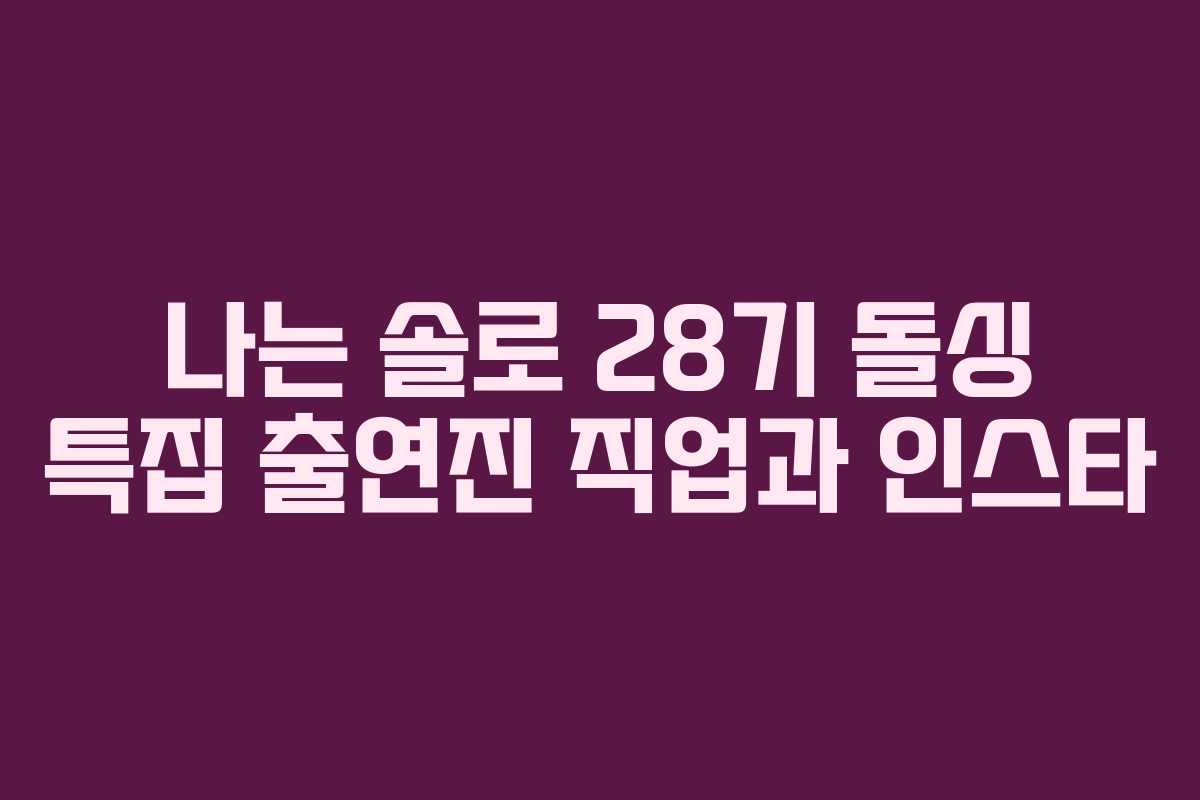 나는 솔로 28기 돌싱 특집 출연진 직업과 인스타 나는 솔로 28기 돌싱 특집 출연진 직업과 인스타