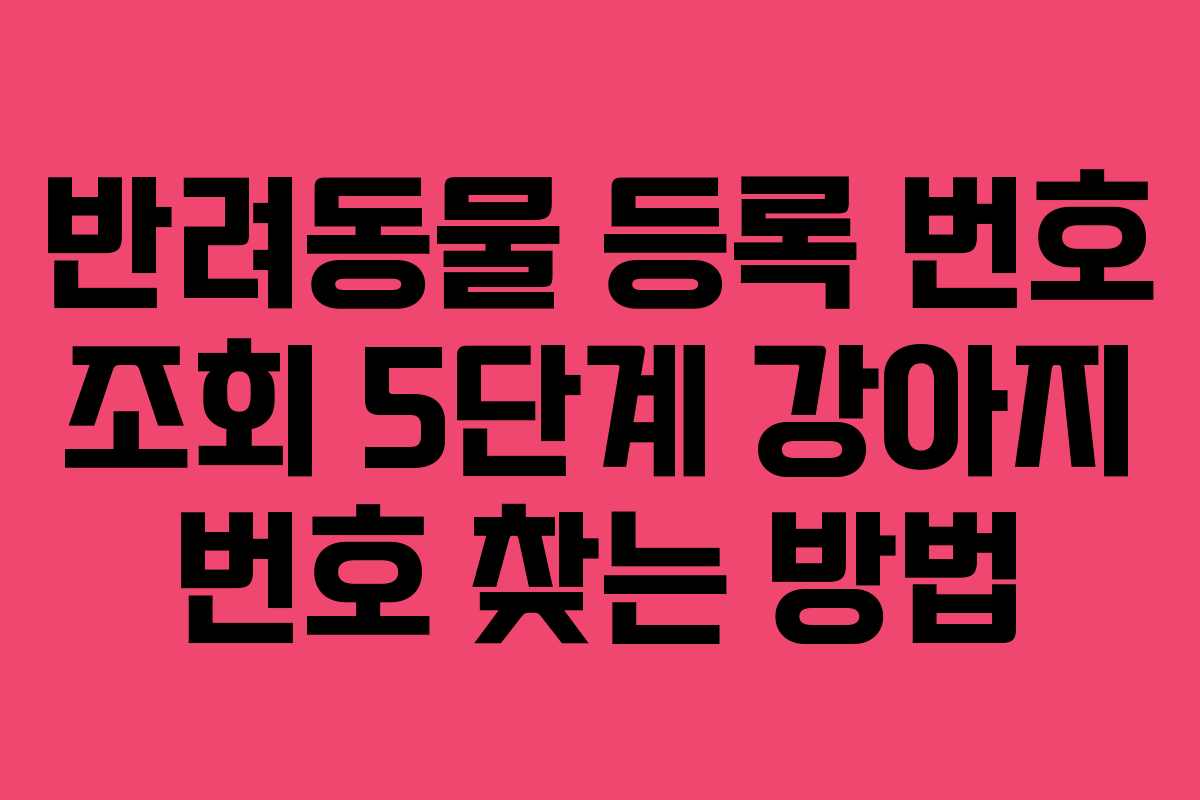 반려동물 등록 번호 조회 5단계 강아지 번호 찾는 방법
