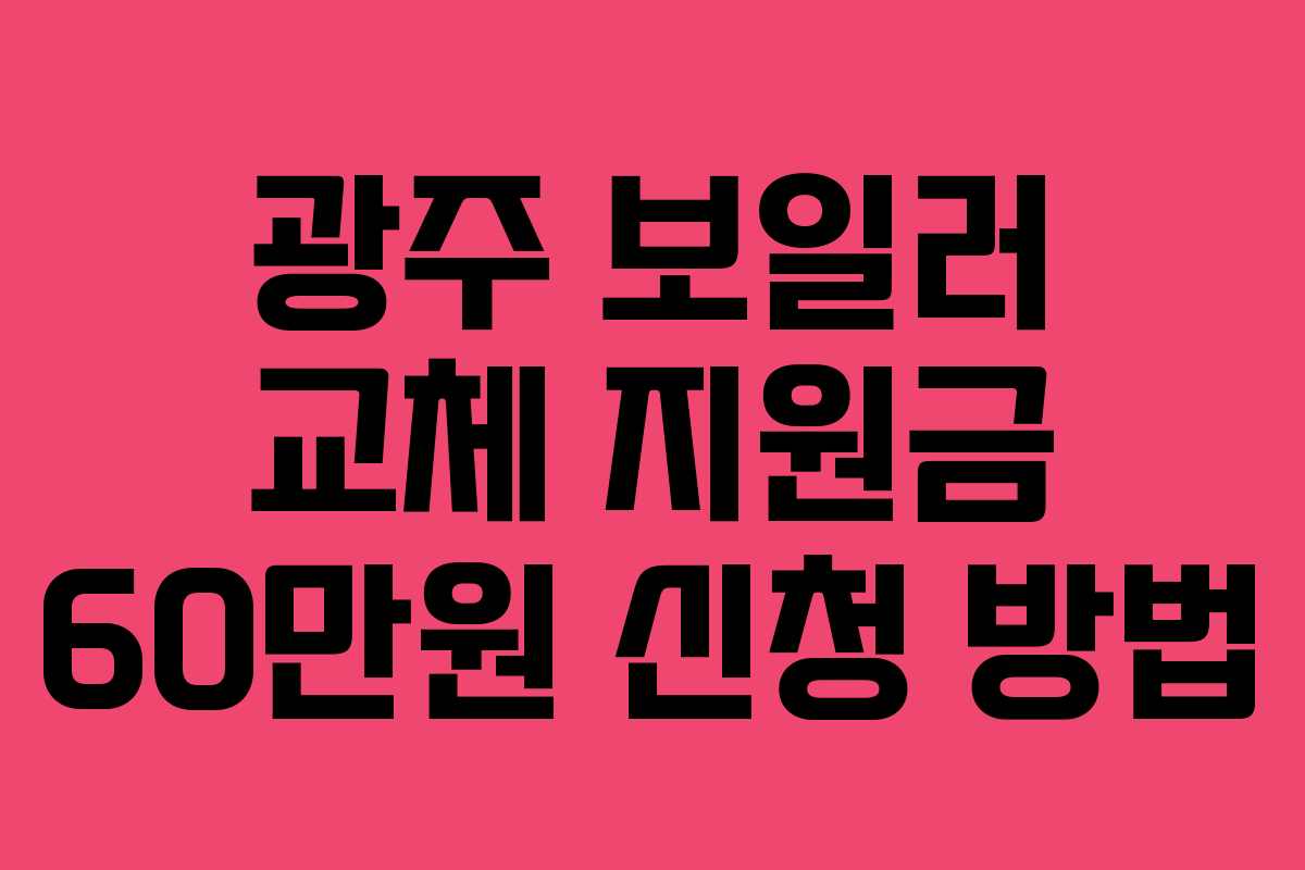 광주 보일러 교체 지원금 60만원 신청 방법 광주 보일러 교체 지원금 60만원 신청 방법