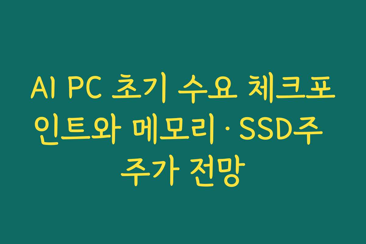 AI PC 초기 수요 체크포인트와 메모리·SSD주 주가 전망