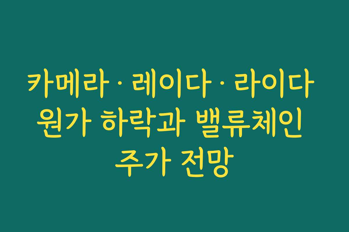 카메라·레이다·라이다 원가 하락과 밸류체인 주가 전망