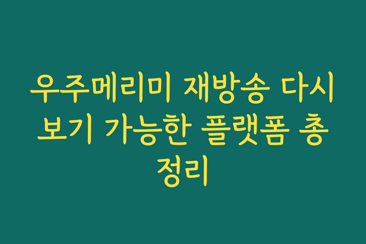 우주메리미 재방송 다시보기 가능한 플랫폼 총정리 우주메리미 재방송 다시보기 가능한 플랫폼 총정리