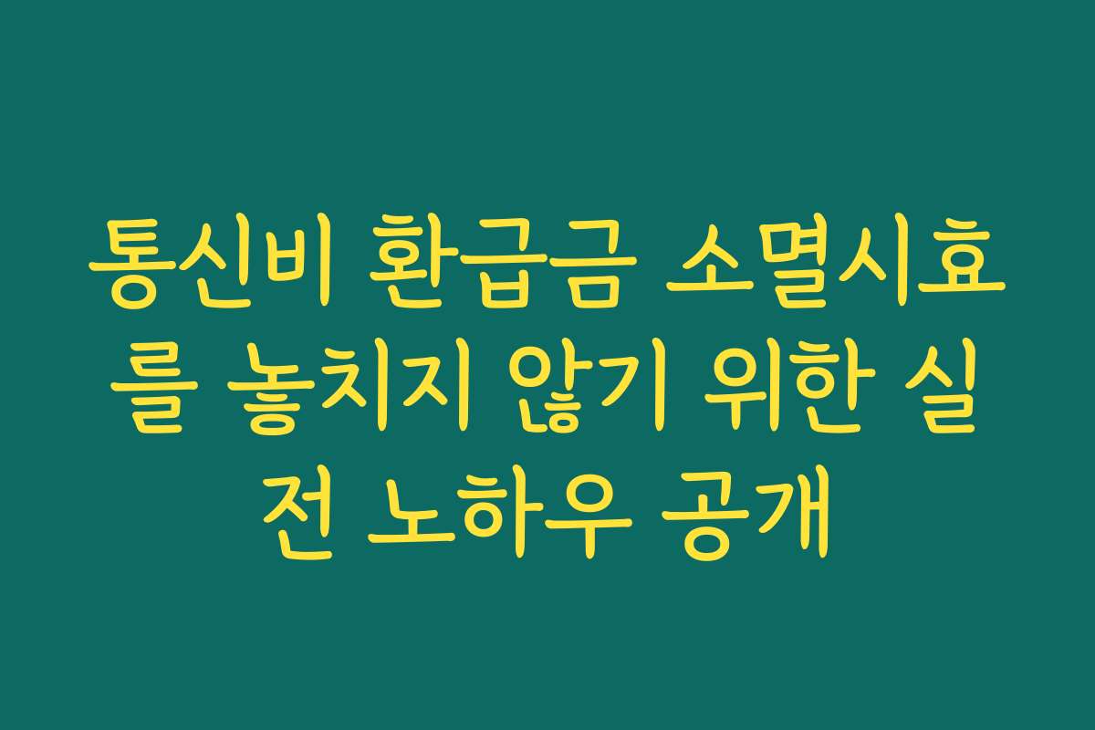 통신비 환급금 소멸시효를 놓치지 않기 위한 실전 노하우 공개