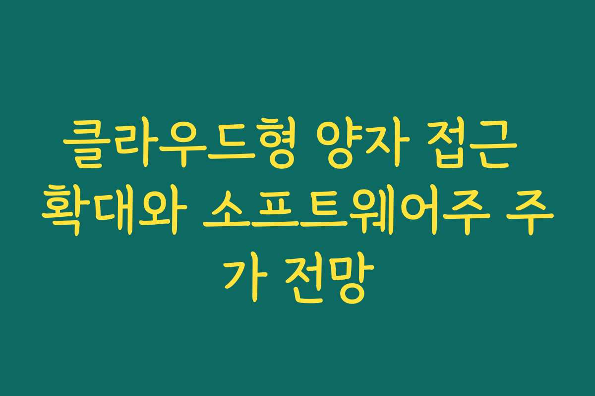 클라우드형 양자 접근 확대와 소프트웨어주 주가 전망 클라우드형 양자 접근 확대와 소프트웨어주 주가 전망