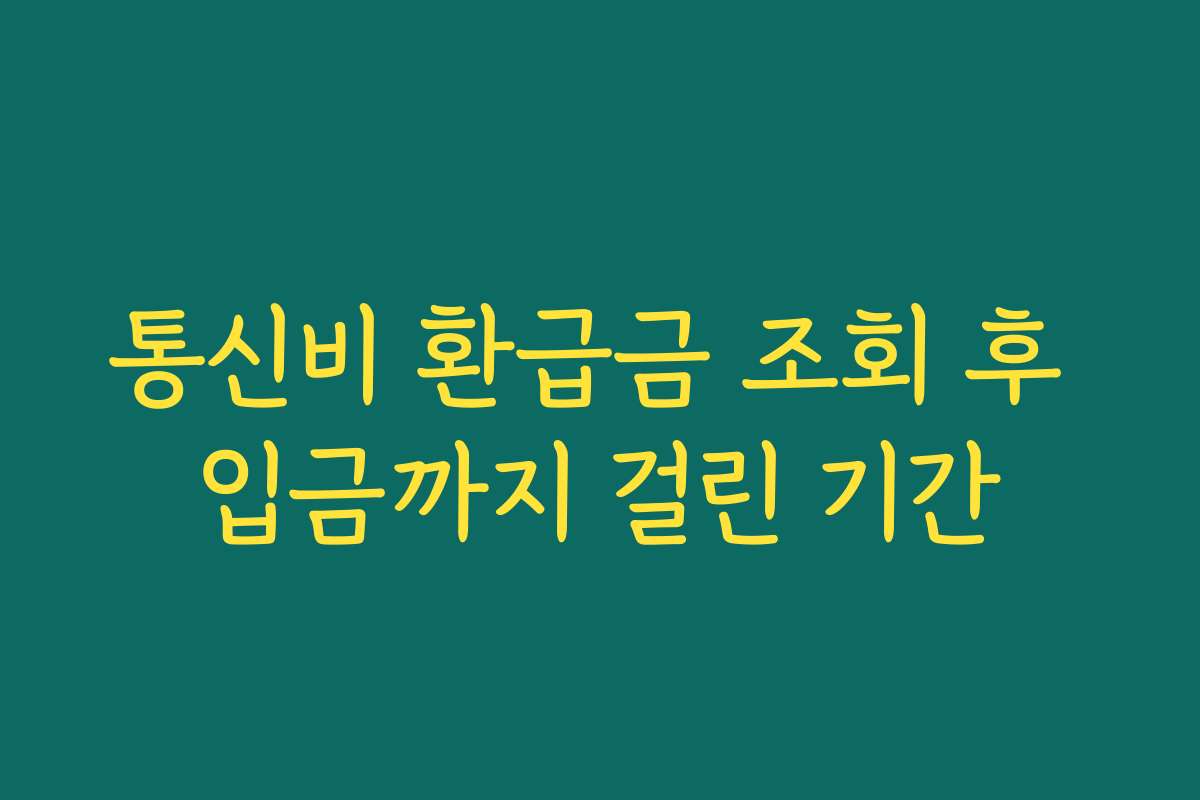 통신비 환급금 조회 후 입금까지 걸린 기간