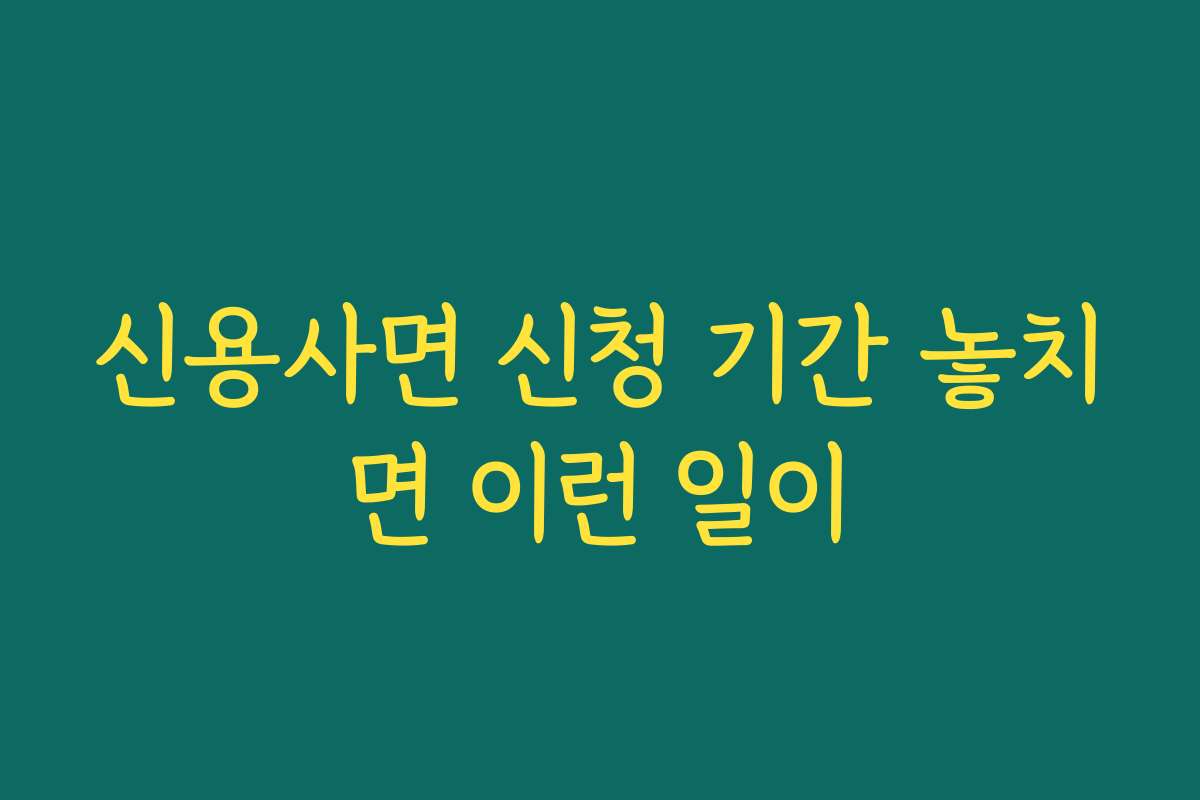 신용사면 신청 기간 놓치면 이런 일이